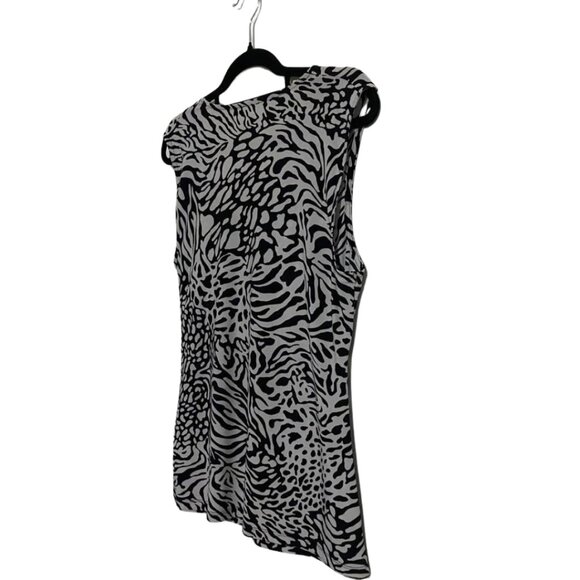 Anne Klein Animal Print Wrap Ruched Style Sleeveless Top - Picture 5 of 13